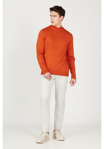 AC&Co / Altınyıldız Classics Erkek Standart Fit Normal Kesim Yarım Balıkçı Yaka Triko Kazak Kiremit AC&Co / Altınyıldız Classics Erkek Standart Fit Normal Kesim Yarım Balıkçı Yaka Triko Kazak Kiremit
