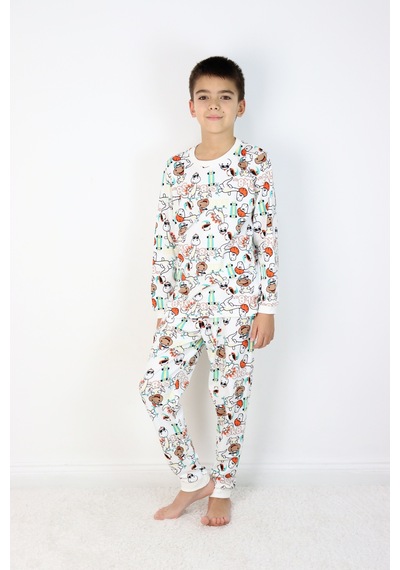 Harika Kids Erkek Çocuk Baskılı İnterlok Kumaş Uzun Kollu Pijama Takımı Siyah