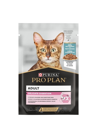 Purina Delicate Digestion Sos İçinde Okyanus Balıklı Yetişkin Kedi Maması 85gr Pouch X 26 Adet
