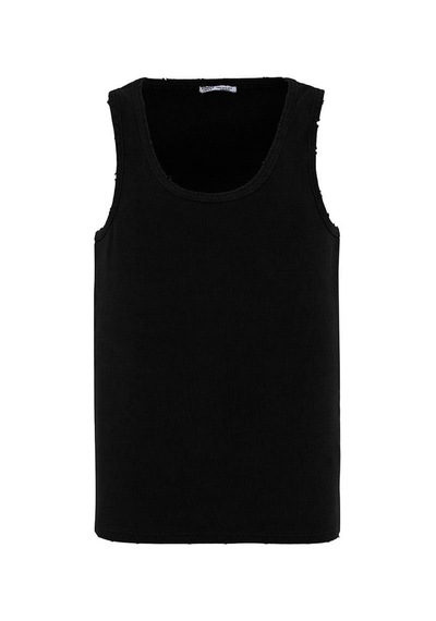 Vamos Yıkamalı Tank Top Kaşkorse Atlet Siyah