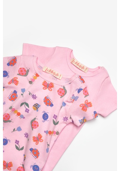 Le Mabelle Pembe Çiçek Desenli İkili Kız Bebek Zıbın Set - Zoe Pembe