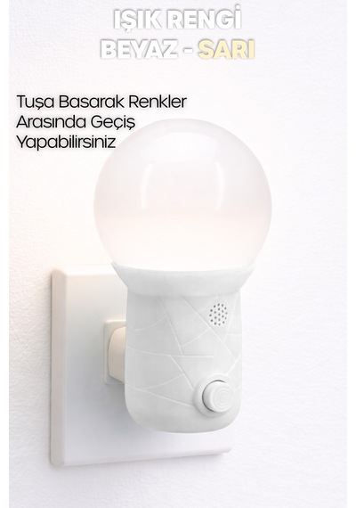 2li Gece Lambası Kubbe Tip 2 Mod Sarı-beyaz Işık Koridor Hol Işığı Uyuma Işığı Beyaz+pembe Gc11 Mavi