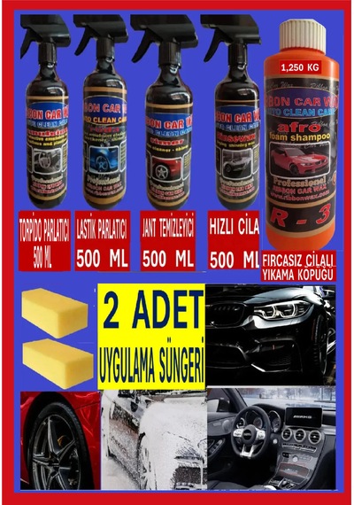 6 Lı Set Torpido Sütü-lastik Parlatıcı- Jant Temizleyici- Hızlı Cila-500 Ml Cilalı Şampuan 1 Kgl