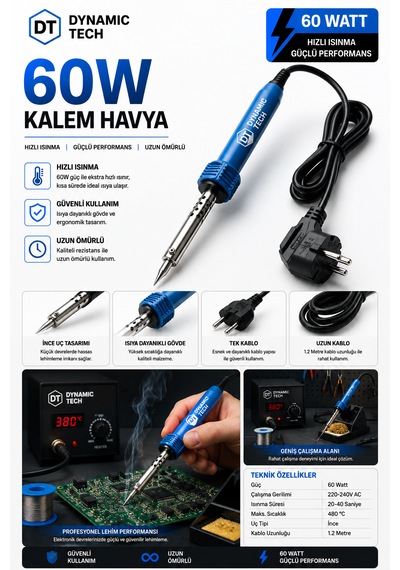 Profesyonel Lehim Makinesi Kalem Havya 60 Watt