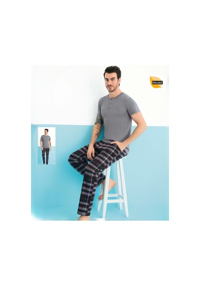Aydoğan Erkek Modal Patlı Kısa Kollu Pijama Takımı Çok Renkli
