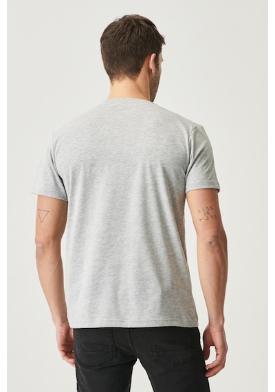 Ac&Co / Altınyıldız Classics Erkek Slim Fit Bisiklet Yaka 2'li Düz Tişört Paketi Gri Melanj