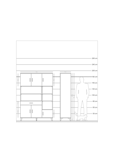 Hyperion Dolap 10 Raflı Tek Çekmeceli 6 Kapaklı 132x44x195 An... Antrasit
