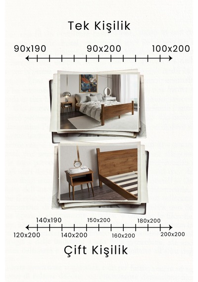 Renazzo Melodi Masif Ahşap Karyola Ve 2 Adet Komodin Ceviz 160x200 Ceviz - 160 X 200