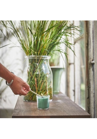 Ikea Hedersam Cam Kaplı Kokulu Mum 7,5 X 7 Cm Bitkisel Marul Yeşili Yeşil