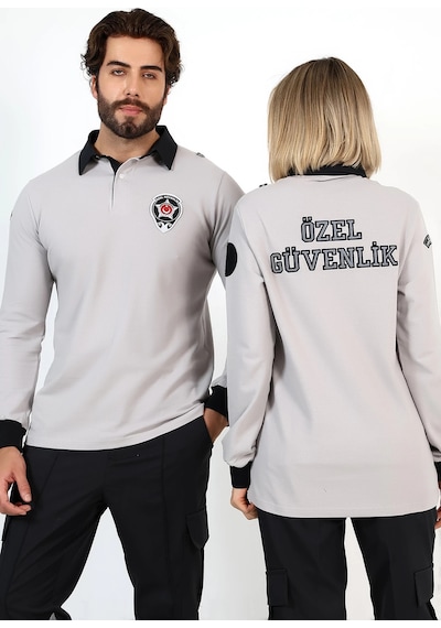 Yeni Tip Güvenlik Uzun Kol Penye Tişört Gri