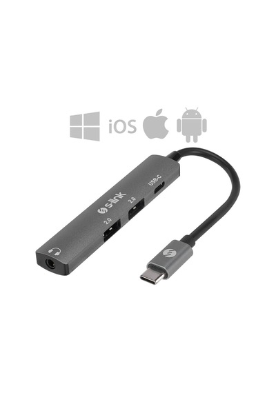 Gri Metal Type-c Dönüştürücü, 4 İn 1 Fonksiyon