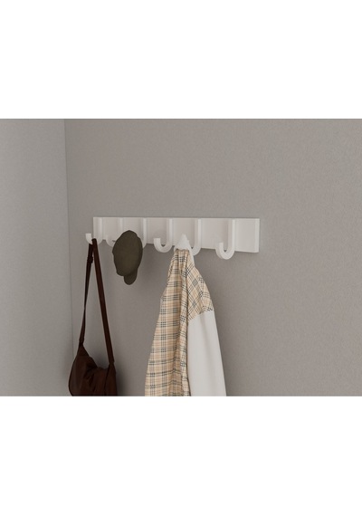 Hepsi3boyutlu Modern Duvar & Kapı Baston Askılık - 6 Adet Beyaz J Askılık - Model No : 6 Beyaz