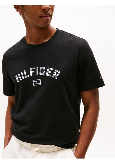 Tommy Hilfiger Hılfıger Flock Tee Erkek Siyah T-shirt - Mw0mw39357