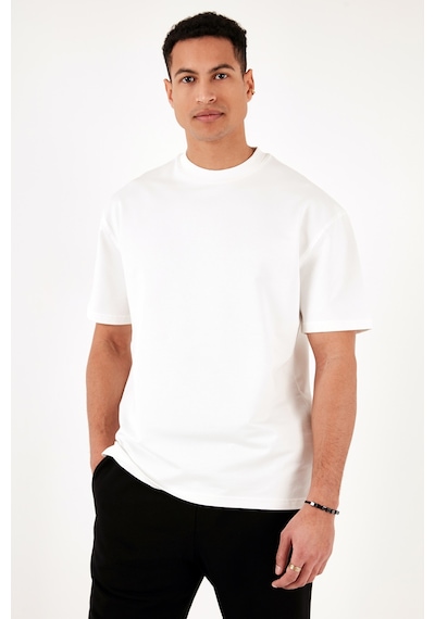 Buratti Pamuklu Bisiklet Yaka Relaxed Fit Basic Erkek T Shirt 5902610 Ekru