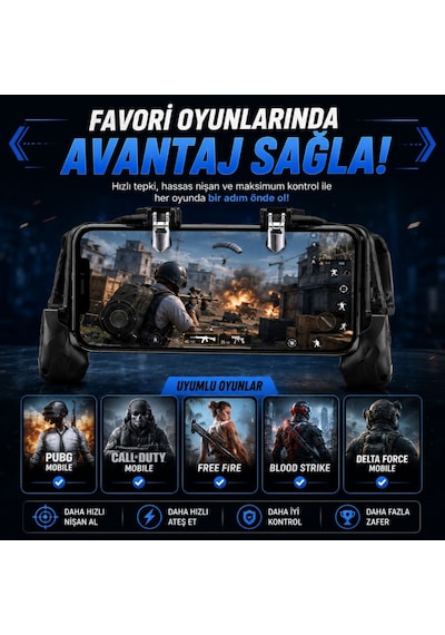 Polham Tetikli Telefon Oyun Kolu, Pubg Free Fire Call Of Duty İçin Ergonomik Oyun Kontrol Aparatı, 4.7-6.7 İnç Telefon Uyumlu