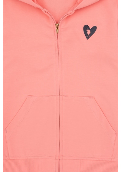 U.S. Polo Assn. Kız Çocuk Neon Pembe Kapüşonlu Fermuarlı Sweatshirt 50316873-VR105