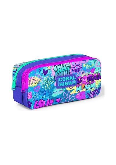 Coral High İki Bölmeli Kız Çocuk Lavanta Grafiti Kalem Çantası Kalemlik
