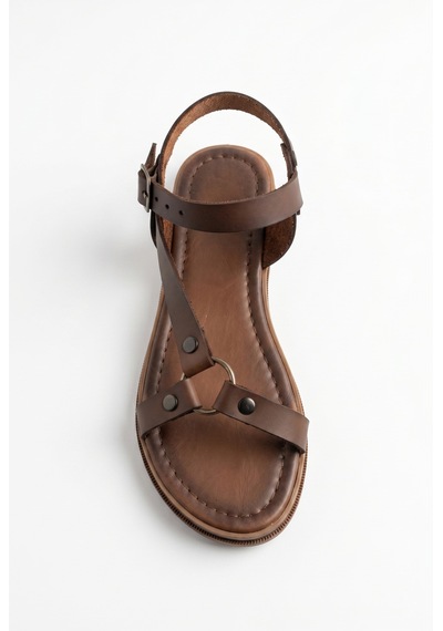 Giamgia Store Kadın Metal Halka Detaylı Çok Bantlı Rahat Düz Taban Günlük Kahverengi Sandalet Veyron11-2414 Giamgia Store Kadın Metal Halka Detaylı Çok Bantlı Rahat Düz Taban Günlük Kahverengi Sandalet Veyron11-2414