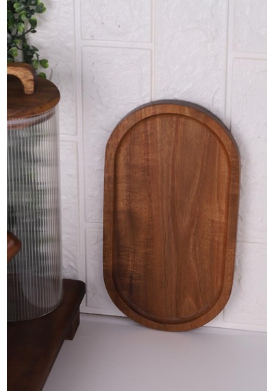 Atby Akasya Oval Sunumluk Ahşap