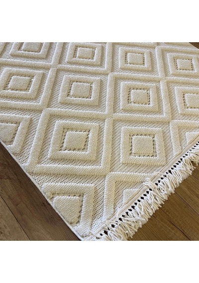 Hoom Rugs Design 1089 Krem Yumuşak Dokulu İskandinav Halı Krem