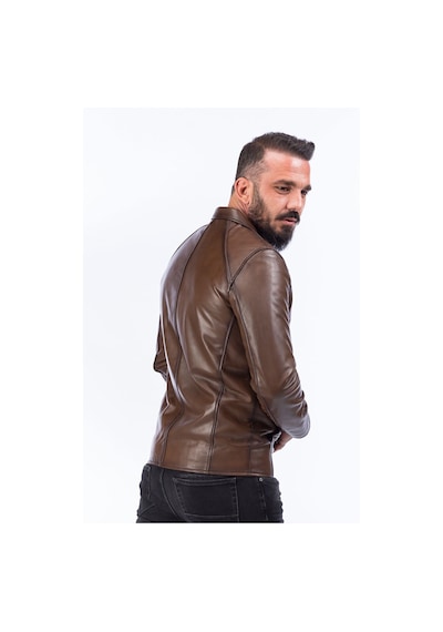Dericlub E924 Gerçek Deri Erkek Mont Camel Antik Null Camel