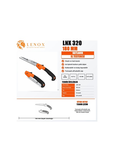 Lenox Lnx320 180 Mm Kilitli Katlanır Budama El Testeresi