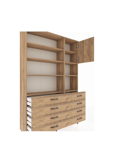 Arges Dolap 8 Raflı 8 Çekmeceli Tek Kapaklı 132x30x195 Çam-çam/çam Atlas Çam/atlas Çam Arges Dolap 8 Raflı 8 Çekmeceli Tek Kapaklı 132x30x195 Çam-çam/çam Atlas Çam/atlas Çam