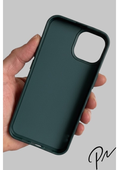 Iphone 14 Pro Max Uyumlu Kılıf Logolu Lansman Soft Yumuşak Içi Kadife Silikon Kapak Yeşil
