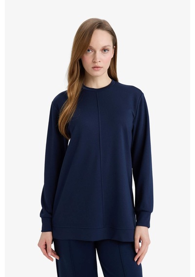 Defacto Regular Fit Bisiklet Yaka Uzun Kollu Tunik F5117ax26spnv31 Lacivert-nv31