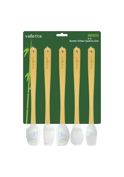 Indigo 5'li Gri Mermer Bambu Silikon Spatula Seti Uzun 26 Cm Diğer
