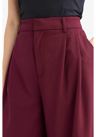 Defacto Wide Leg Çift Cepli Yüksek Bel Uzun Boy Pantolon F8213ax25aubr34 Bordo