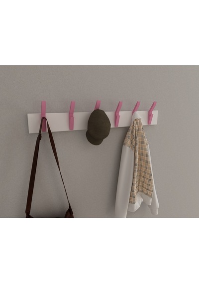 Hepsi3boyutlu Modern Duvar & Kapı Kanca Askılık - 6 Adet Pembe Kanca Askılık - Model No : 3 Pembe