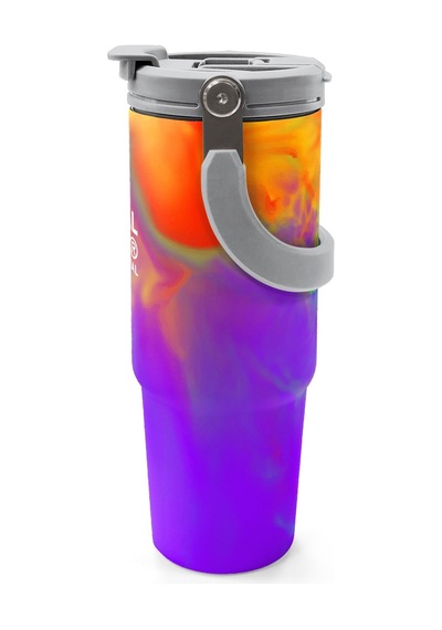 Coral High Renkli Desenli Pipetli Ve Direkt İçim Çelik Termos 900 Ml 38738 Mor