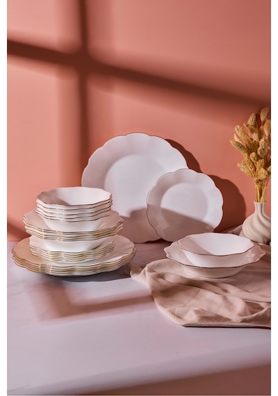 Petals Opal 24 Parça 6 Kişilik Yemek Takımı Beyaz Beyaz