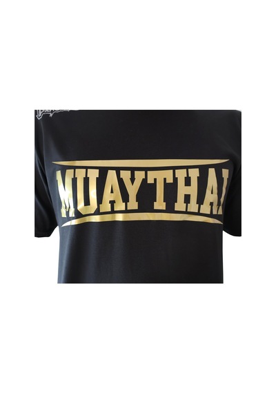 Dragondo Tx8522 Muaythai Tişört Gold Baskılı Muay Thai Tişört Siyah