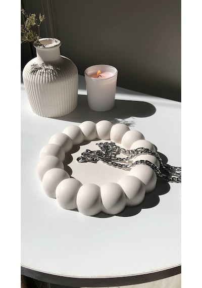 Bernami Mumluk Şamdanpinterest Bubble Dekoratif Beton Tabak /takı Tabağı/bardak Altlığı/organizer/sunumluk Diğer