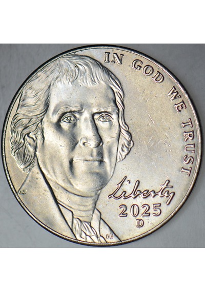 Amerika 5 Cent 2025 D. Jefferson Nıckel. Çilaltı.