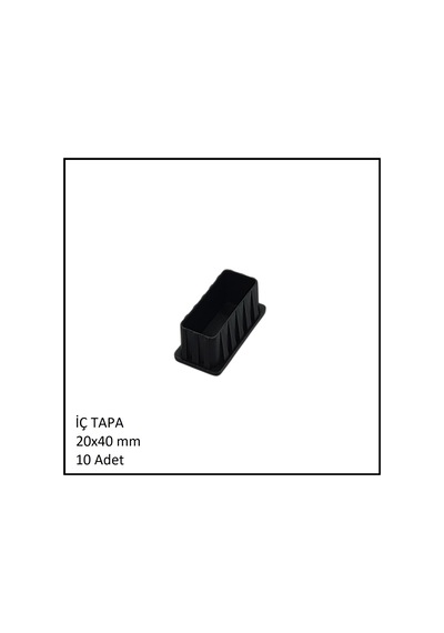 Plastik İç Tapa, Profil Tapası, Dikdörtgen, Siyah, 20x40 Mm 10 Adet Siyah