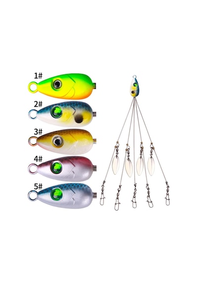 Valkyrie 5'li Alabama Rig 5 Kollu Fırdöndülü Levrek Şemsiyesi 16.8g 22cm Spinner Kaşıklı Sahte Yem Sistemi