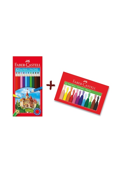 Faber Castell Tam Boy Kuru Boya 12'li ve Pastel Boya 12'li