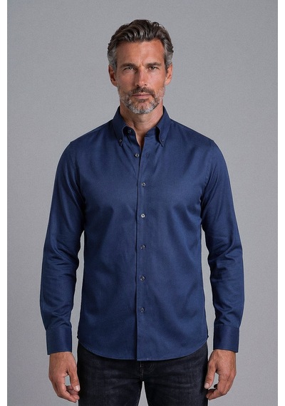 Bisse Lacivert Regular Fit Pamuk Cepsiz Klasik Uzun Yaka Oiron Gömlek Gmkls252200 D39