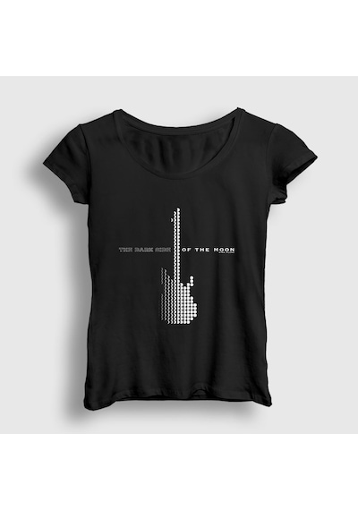 Presmono Kadın Guitar Pink Floyd T-shirt Siyah