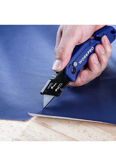 Workpro Wp211008 Profesyonel Katlanır Çok Amaçlı Rötuş Maket Bıçağı + 10 Adet Yedek Bıçak