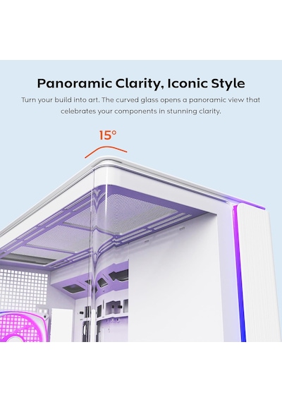 King 45 Pro Atx Pc Kasası, Kavisli Panoramik Cam, Baca Hava Akışı, 360 Mm Radyatör Desteği, Yük