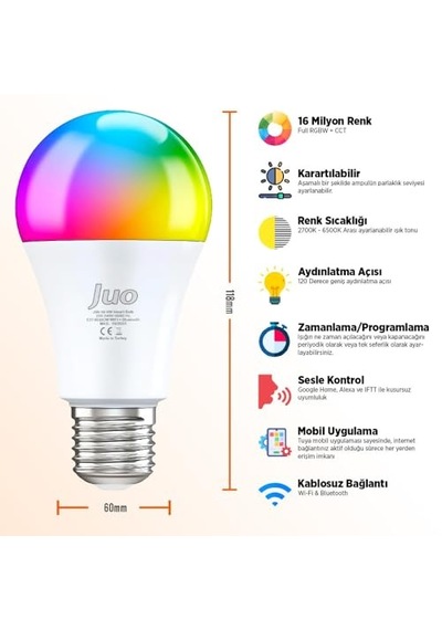 Lumex Akıllı Ampul 9w Rgb Wifi & Bluetooth Diğer
