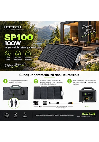 Initial Entropy Energy 100w Katlanabilir, Taşınabilir Güneş Paneli Yüksek Verimli Mc4 Çıkışlı Solar Panel