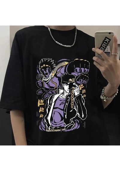 Noıssey Kırmızı Etiket Gala Jojo Tuhaf Macera T Shirt Jotaro 10202 Siyah