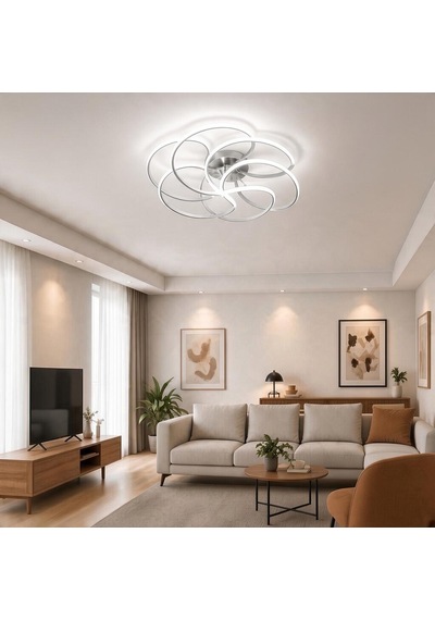 3 Renk Uzaktan Kumandalı Samyeli Model Led Avize Krom - Gümüş
