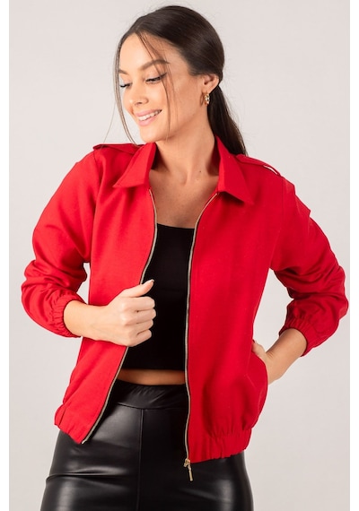 Armonika Kadın Kırmızı Önü Fermuarlı Gabardin Mont Arm-22k001068