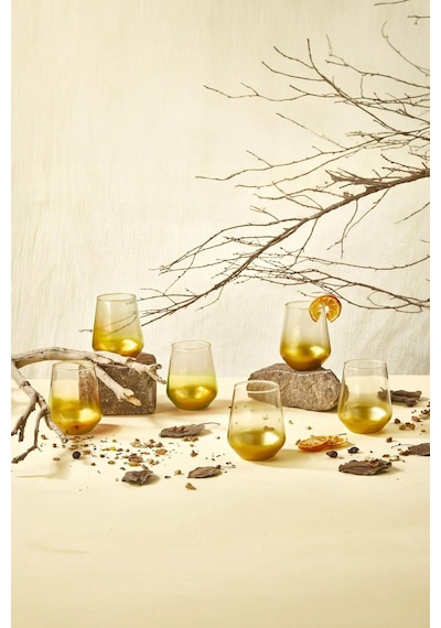 Safir 6'lı Meşrubat Bardağı 425 Ml Gold